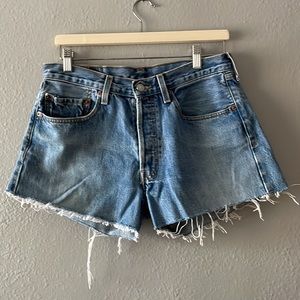 Levis Button Fly Cut Off Denim Shorts